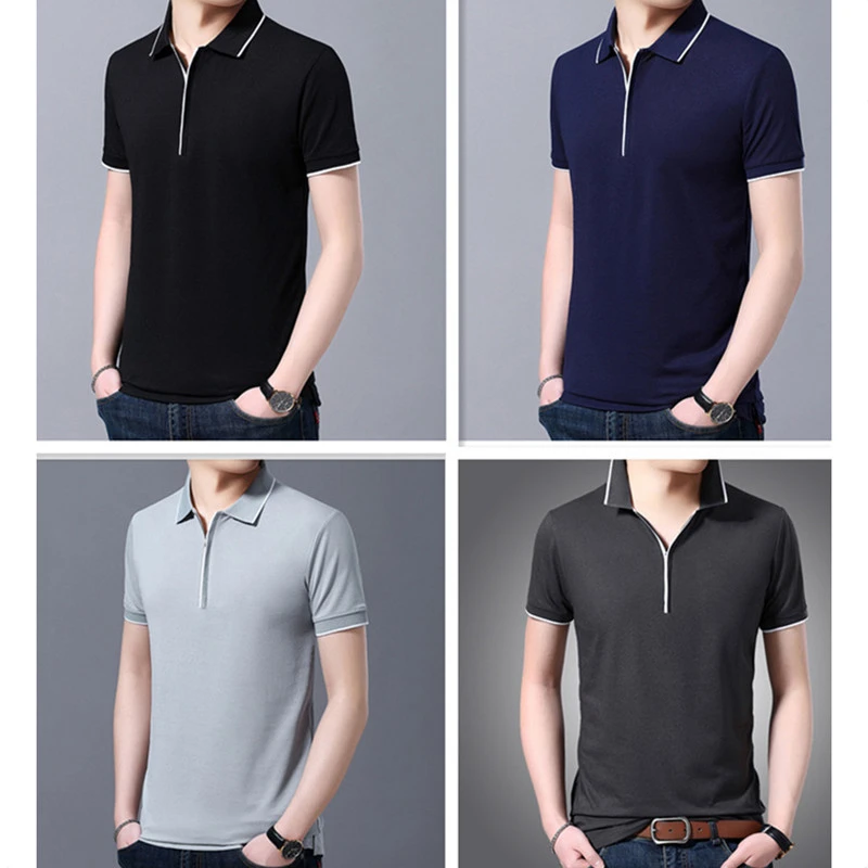 Tシャツメンズポロビジネスボス夏ビジネスオフィスプラスサイズ4xl 5xl緩い黒グレーブルーtシャツ半袖正式なtシャツ Polo Aliexpress