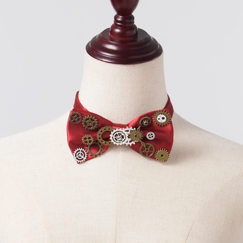 Унисекс стимпанк галстук-бабочка Шестерня галстук в стиле готика, панк, Винтаж галстук черный галстук аксессуар
