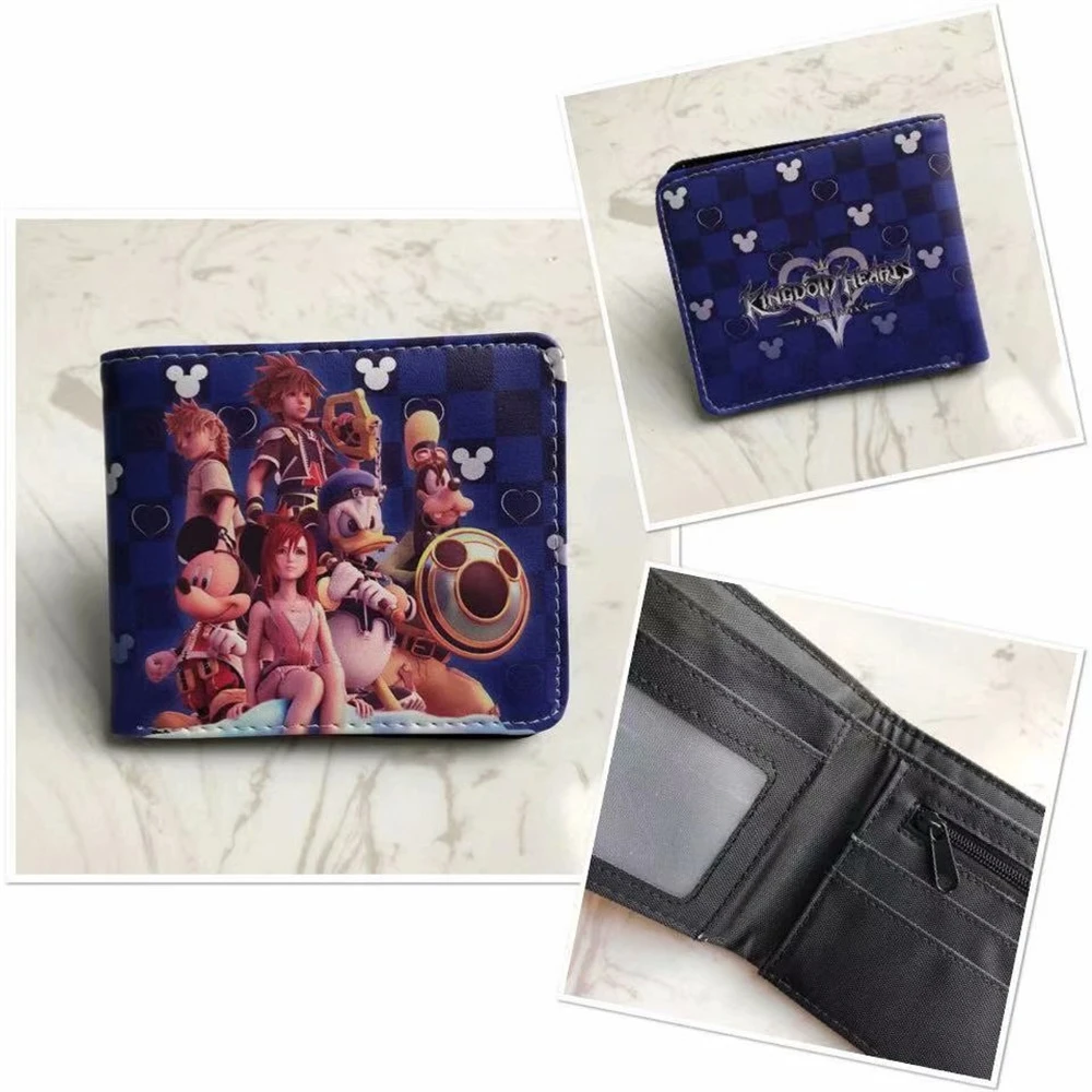 Kingdom Hearts cartera dibujos animados para hombre, con monedero, - AliExpress