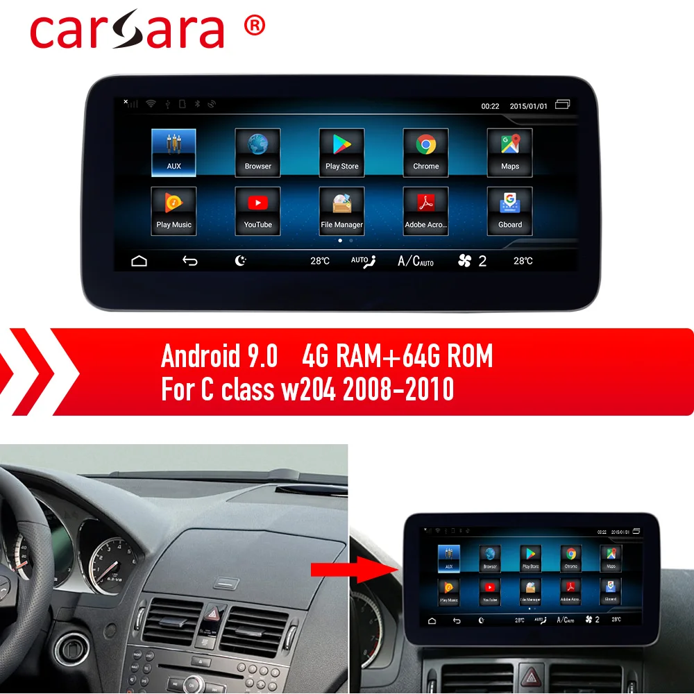 Обновление экрана навигации gps Mercedes для C класса W204 08-10 Android 9,0 обновление мультимедийной системы