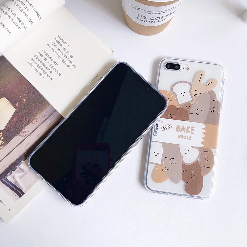 Милый хлеб для тостов медведь Чехлы для iPhone 6S 11 Pro Max мягкий tpu чехол для iPhone 7 8plus Прозрачный Силикон для телефона X XR Xs Max чехлы