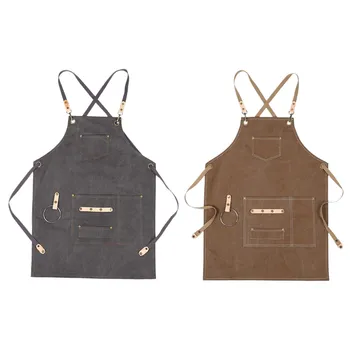 

BBQ Canvas Apron Bib Chef Kitchen Apron for Women Men Barista Bartender Pockets Home Barber Cook Coffee Restaurant