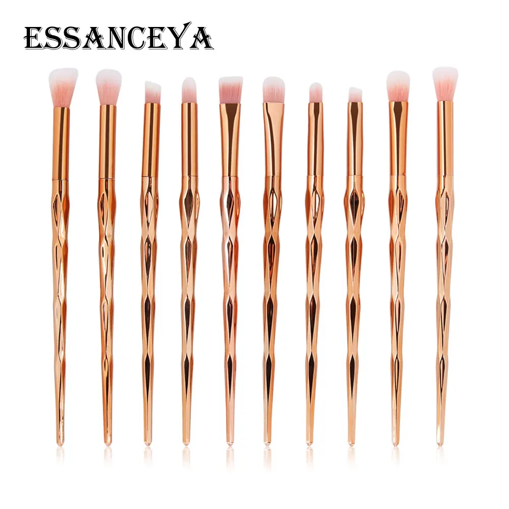 10pcs ESSANCEYA, 4-20 шт., алмазные кисти для макияжа, набор, пудра, Тональная основа, румяна, розовое золото, тени для век, губ, косметика, красота, кисти для макияжа, инструменты - Handle Color: 10pcs