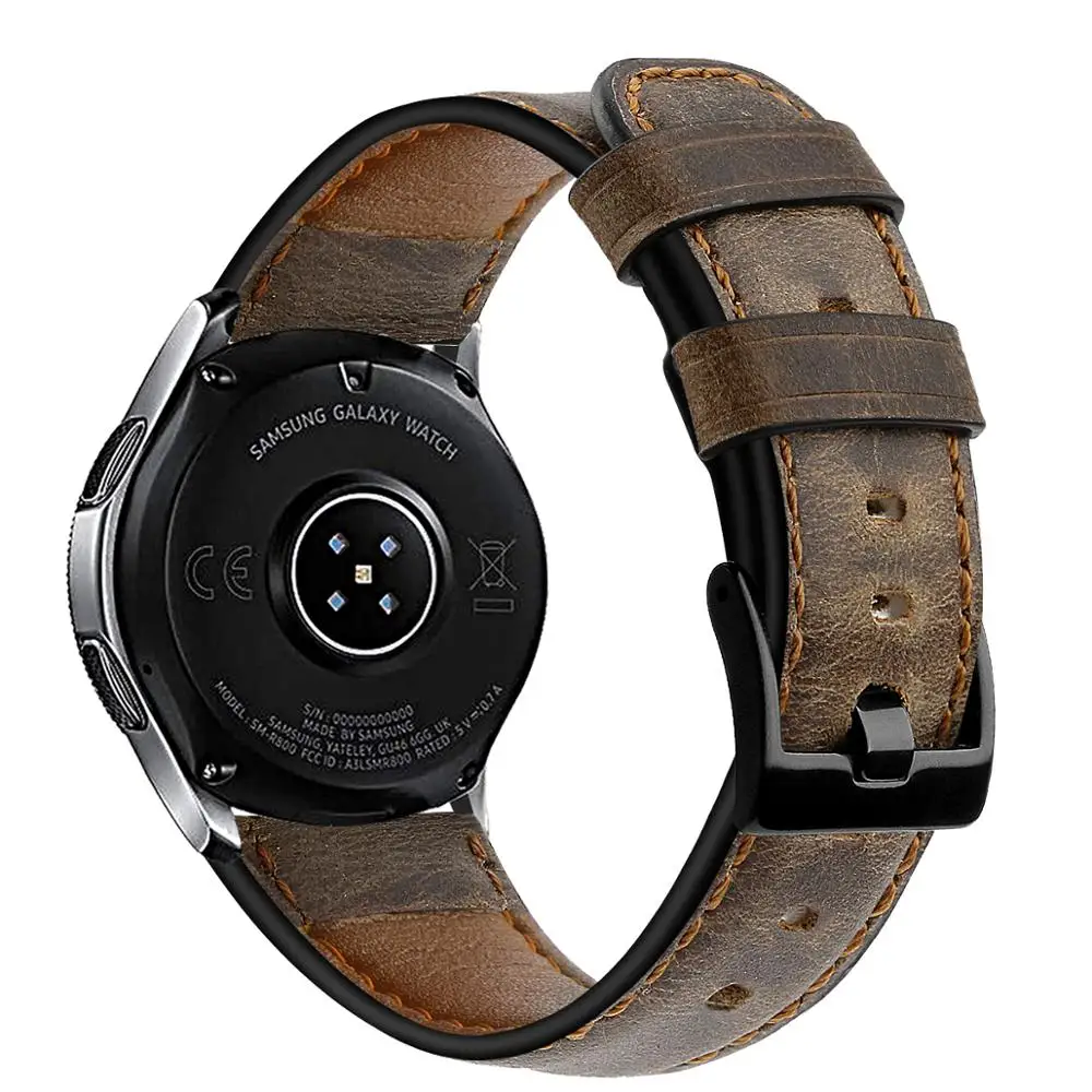 

Ремешок из натуральной кожи для samsung Galaxy watch 3 46 мм, браслет для Gear S3 frontier, Huawei watch 2 gte, 22 мм