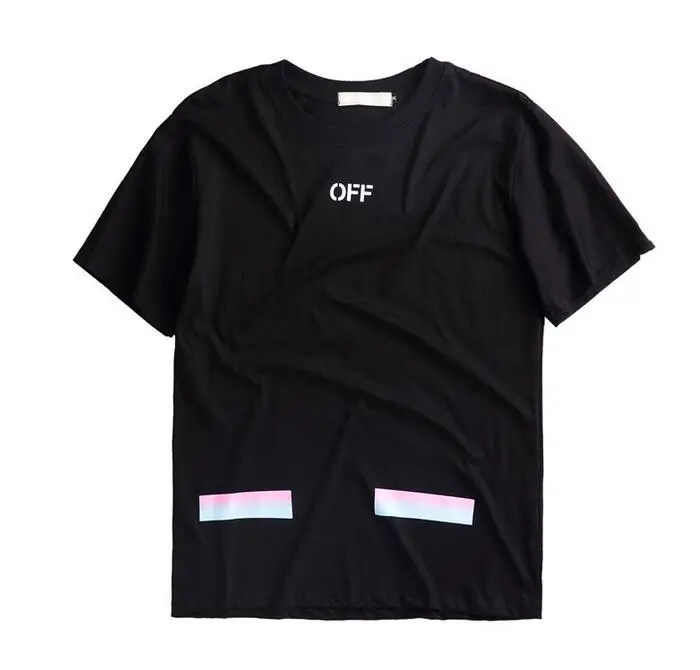 Off-White OW Радужная стрела для мужчин/женщин унисекс пара влюбленных моделей хлопок Мода Круглый вырез короткий рукав Футболка
