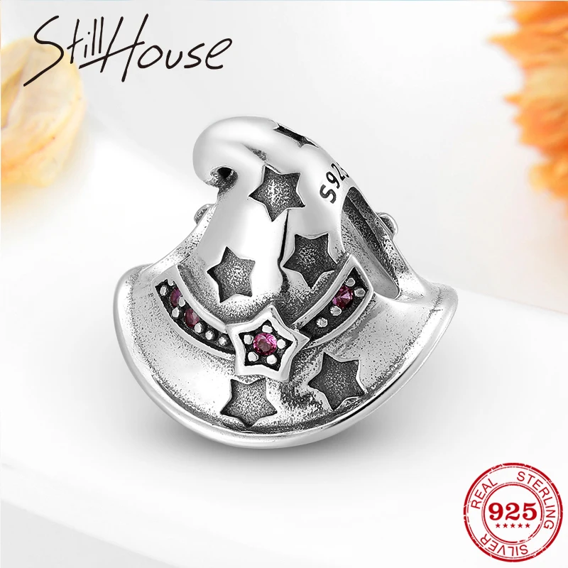 

Fashion 925 Sterling Silver Halloween magic hat Round Beads Charms fit Original Women Pandora Bracelets Jewelry Making