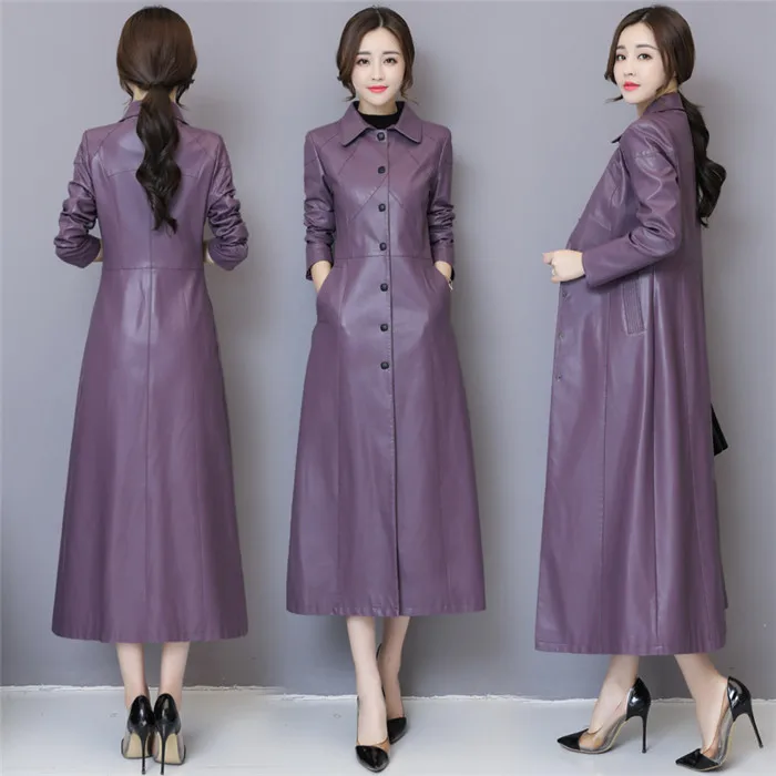 Lavender Winter Новая Женская одежда куртки Натуральная кожа осень-зима модная теплая Длинная Куртка утепленная из натуральной кожи Верхняя одежда из замши Пальто - Цвет: Lavender Winter