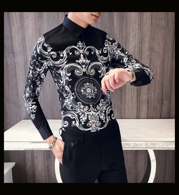 Новая Черная футболка Для мужчин Slim Fit с длинными рукавами Camisa Masculina Chemise Мужская, для общественных мест Для мужчин клуб нарядная рубашка брендовые рубашки для смокинга