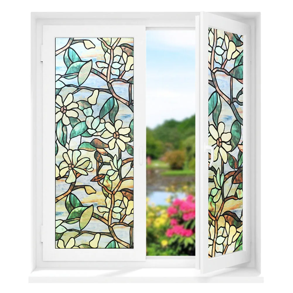 8 Glass Film Removable PVC Decorative No-Glue DIY Square Scratch Proof Door Opaque Window Frosted Colorful Bathroom - Цвет: 8