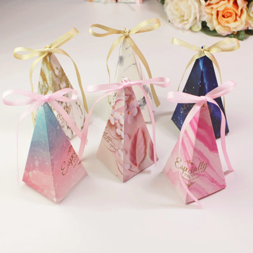 

10pcs Wedding Souvenir Candy Box Sharp Vertebra Gift Box Paper Bags Birthday Party Decoration Event Party Supplies Candy Box