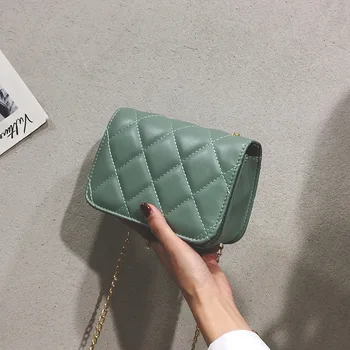

Spring and Summer New Simple Rhombus Embroidered Thread Women's Bag Chain Messenger Square Sling Bag