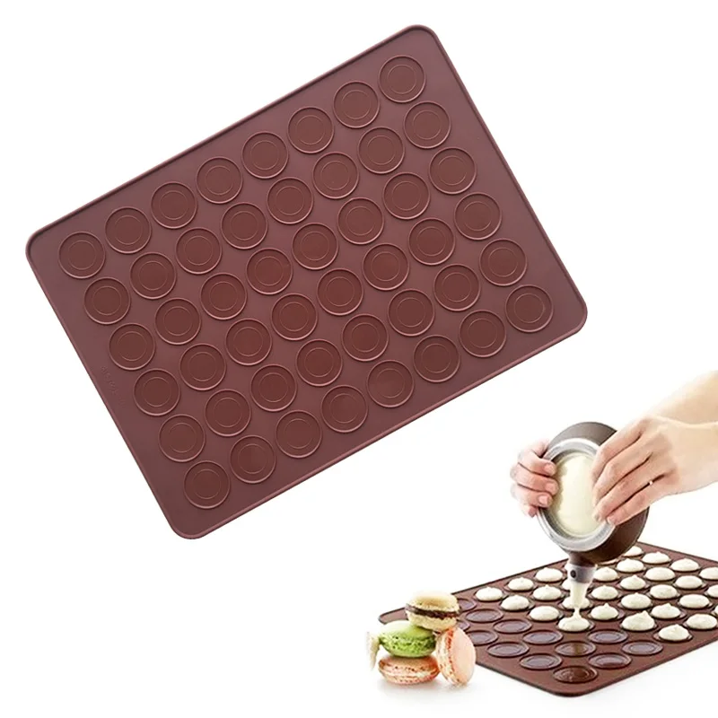 48 отверстие силиконовая форма для торта коврик для выпечки Большой Двухсторонний Макарон десерт DIY Лист форм DNJ998 - Цвет: Шоколад