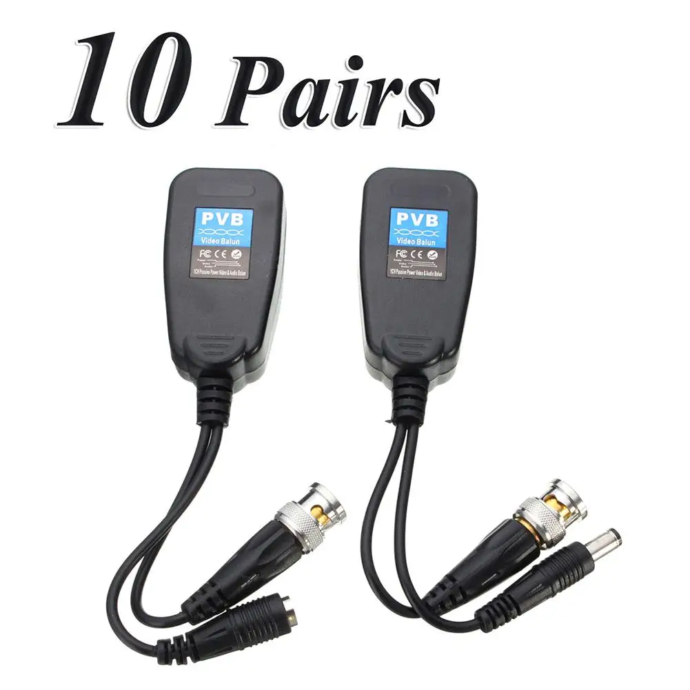 10 пар коаксиальный BNC-видеоадаптер для CAT5e/6 RJ45 разъем | Безопасность и защита