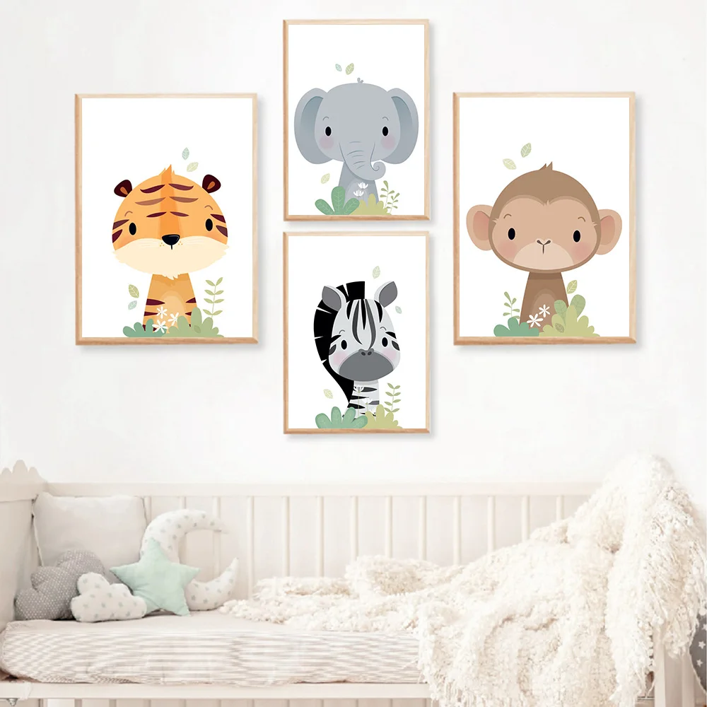 Canvas-Print-Jungle-Animals-Giraffe-Elephant-Zebra-Nursery-Wall-Art-Poster-Paintings-Nordic-Safari-Wall-Pictures (1)