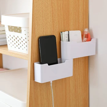 

Wall-mounted Remote Control Storage Box Plastic Bathroom Storage Box Free Punchable Rotatable Bedroom Mobile Phone Holder