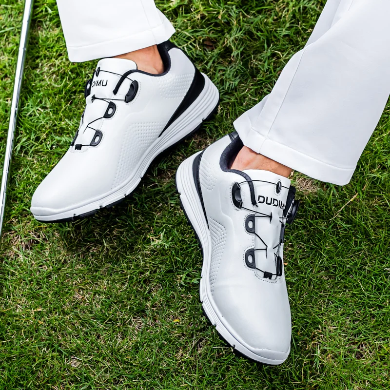 Mens Genuine Leather Boots Golf Tournament Slip on Sneakers Pro PGA Golf Shoes Men's Comfort Wider Shoes Club Training