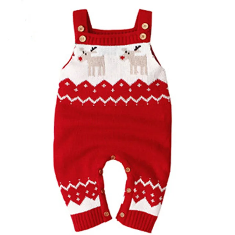 Комбинезон для новорожденных; сезон весна; Рождественские теплые комбинезоны для мальчиков и девочек; вязаный свитер с длинными рукавами; милая детская одежда; верхняя одежда - Цвет: 82W303 red