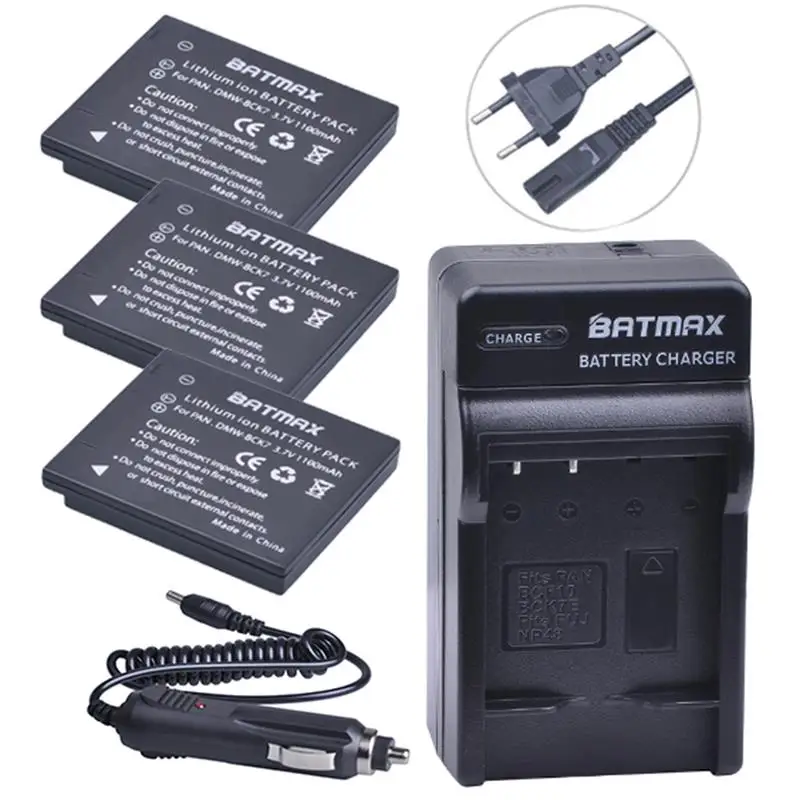 Batmax 3 шт. DMW-BCK7 NCA-YN101G BCK7 Батарея+ Цифровое зарядное устройство для цифрового фотоаппарата Panasonic Lumix DMC-FS28 DMCFH2 DMC FH4 FH5 FH6 FH25 FH27 FP5