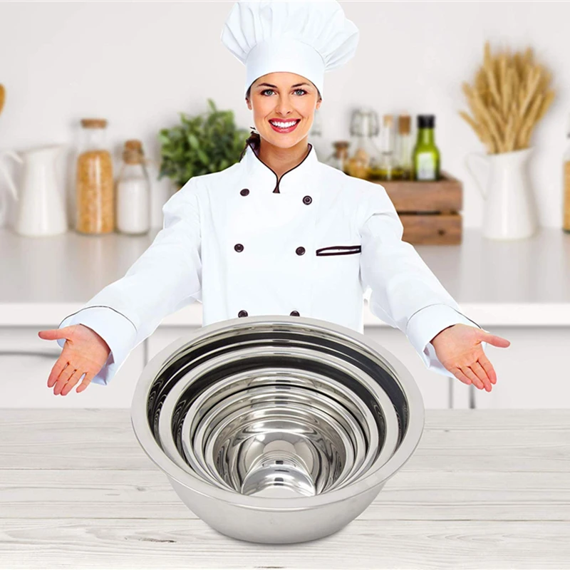 

Hot Sale Stainless Steel Mixing Bowl (Set Of 6) Fruit Salad Bowl Storage Bowl Set Kitchen Salad Bowl
