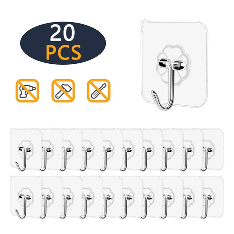 Transparent Household Vacuum Suction Cup Hooks 10/20pcs for Kitchen Bathroom