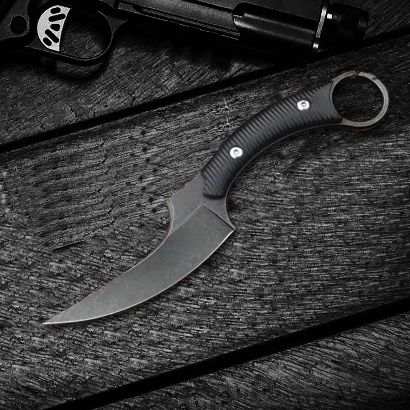 black blade Керамбит Karambit CS GO коготь нож тактический боевой Открытый самообороны выживания Ножи кемпинг охота 440C нож охотничий фиксированный balde EDC K оболочка - Цвет: black blade