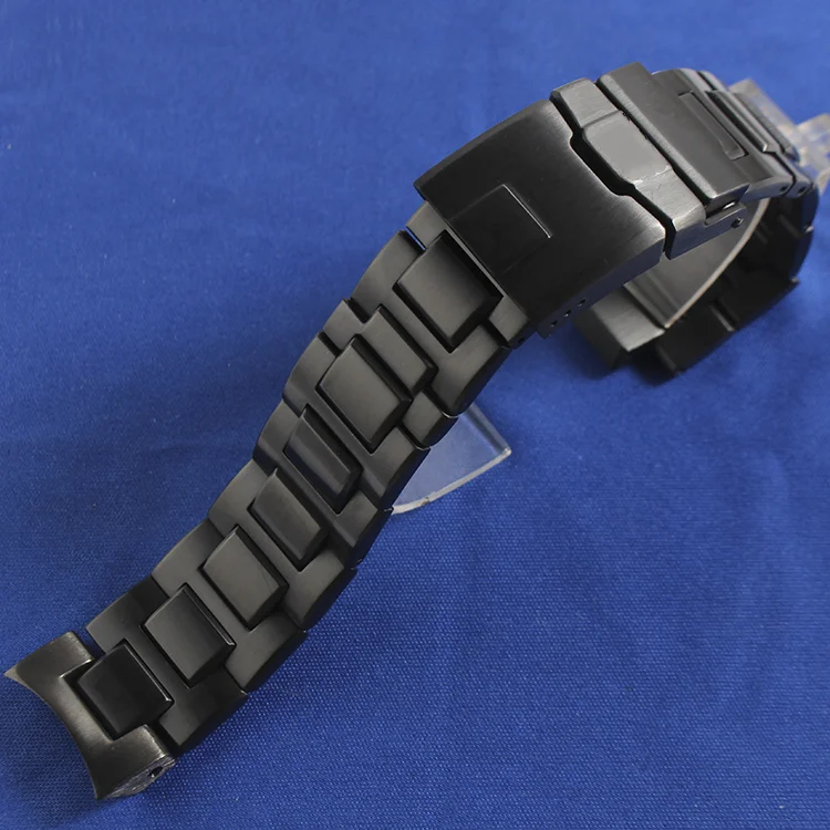 22 мм черный Нержавеющая сталь ремешок для наручных часов Браслеты изогнутый