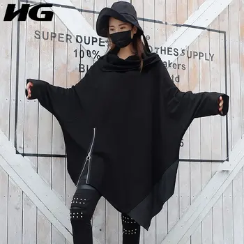 

HG Irregular Zipper Sweatshirt Women Black Long Sleeve Harajuku Style Top Women Autumn 2019 New Streetwear Pullover GCC1757