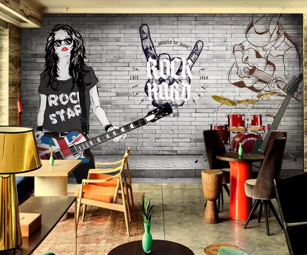 Пользовательские 3D Настенные обои rock grungy трехмерная кирпичная стена инструменты