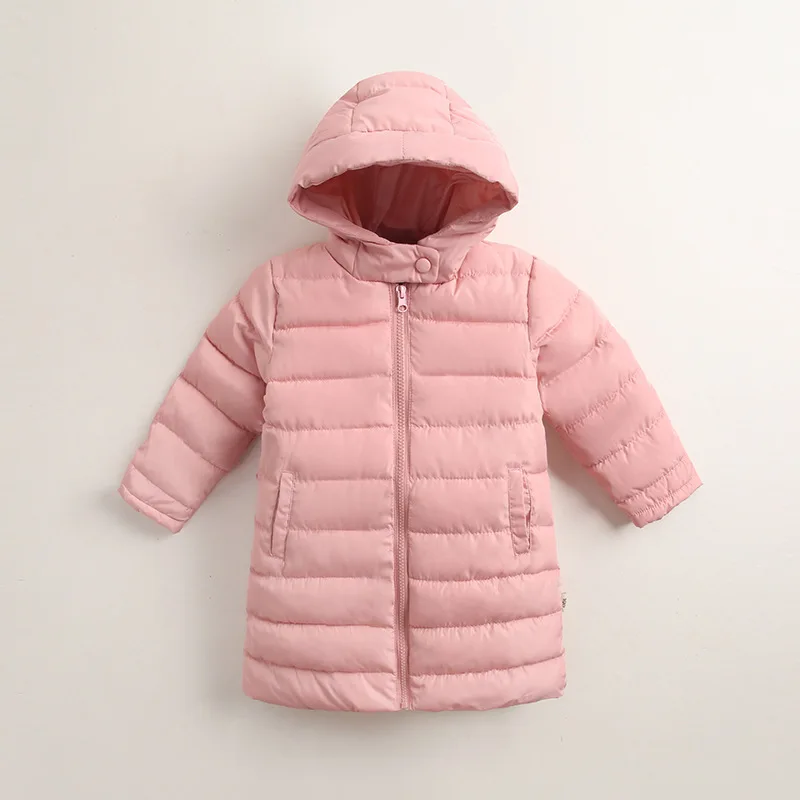 pink Зимнее пуховое пальто с капюшоном г. Детское осеннее длинное пальто для девочек тонкая парка для мальчиков, куртки теплые хлопковые парки для девочек, пальто Мягкий пуховик для мальчиков - Цвет: pink