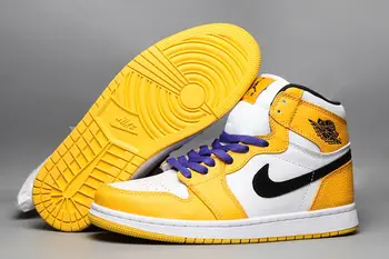 

Nike Air Jordan 1 Men Basketball Shoes Women Sports Shoes Outdoor Leisure Sneakers Men Women Shoes Lakers Yellow,Size36-45