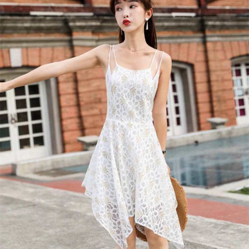 Пляжная юбка Vestidos кружевное асимметричное белое сексуальное женское пляжное