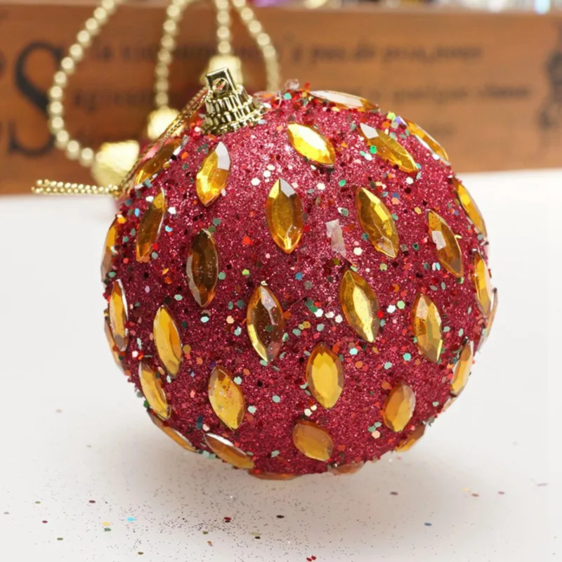 RD New Glitter Christmas Decorative Ball 8cm 1PC Christmas Balls For Christmas Tree Ornament Decoration Xmas Decoration Balls - Цвет: RD