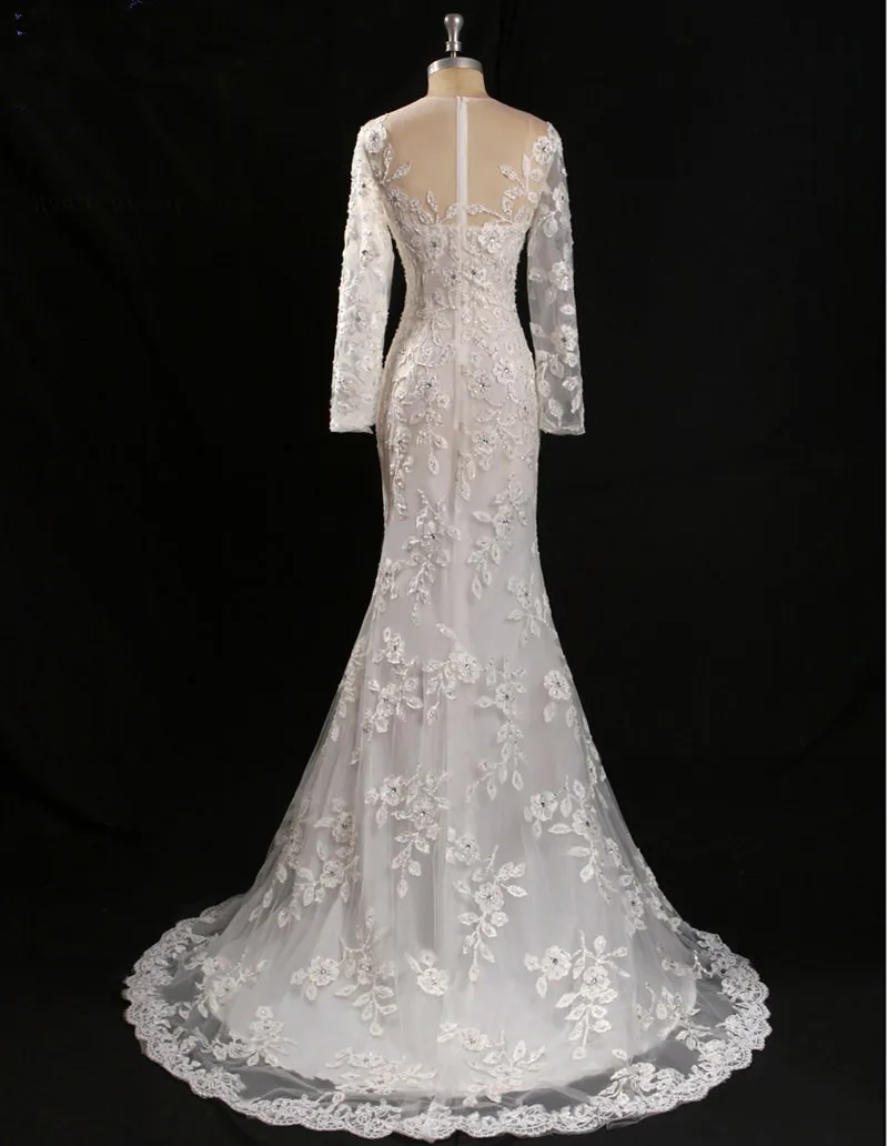 Vestido De Noiva Princesa Настоящее винтажное кружевное платье русалки с длинным рукавом Съемная юбка свадебное платье платья для матери невесты