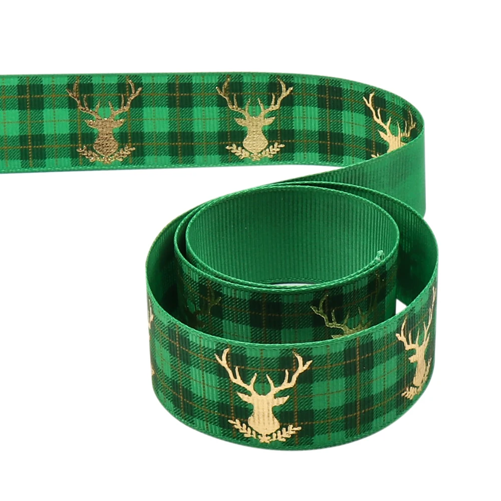 27 25mm IBOWS 5Y/lot Grosgrain Ribbon Merry Christmas Ribbon DIY Hairbows Accessories Materials Festival Party Decoration Gift Package - Цвет: 27 25mm