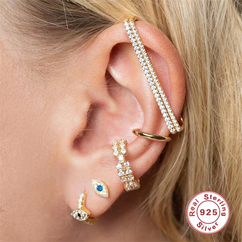 

ROXI 100% 925 Sterling Silver Earrings Minimalist Lucky Evil Eye Earring Studs for Women Cartilage Dainty CZ Studs Tiny Jewelry