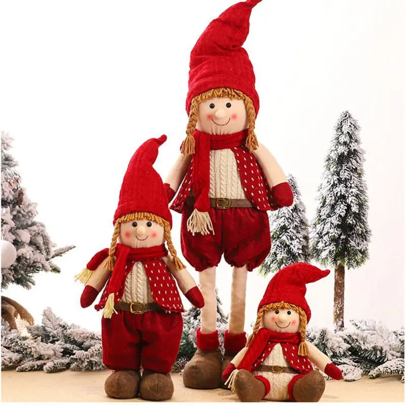 

Christmas Elf Doll Stuffed Toy Holiday Figurines Gift Desktop Ornament Festive Party Decor Supplies Boy/Girl