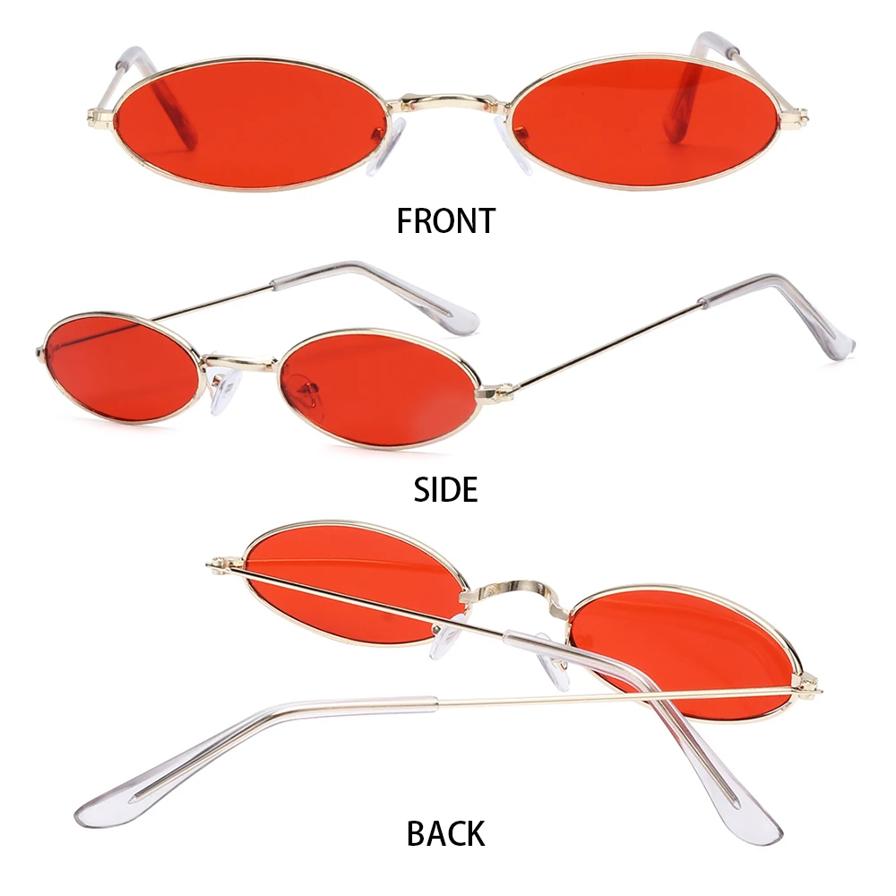 1PC Vintage Small Frame Shades Retro Oval Black Sunglasses Unisex Brand Designer Pink Sun Glasses Female Oculos De Sol_voghion.com