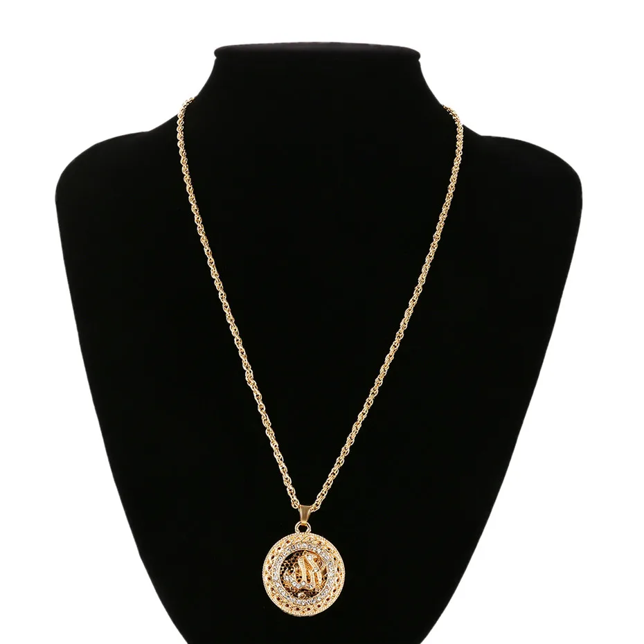 Lacteo винтажная резная монета Исламская тотемная Подвеска Ожерелье s для женщин модный чокер со стразами ожерелье ювелирное изделие