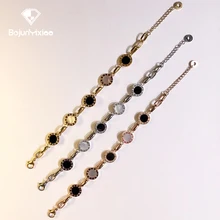 Горячая Распродажа, роскошный браслет из титана и стали, женский браслет с римскими цифрами, черно-белый браслет, темперамент, подходящие подарки