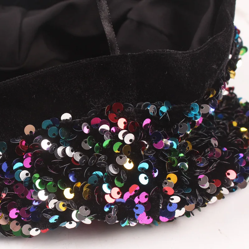 Chapeau Cloche à Paillettes Doré/noir - Taille 56-58 Cm - Accessoire Disco Années 70 Ou Halloween