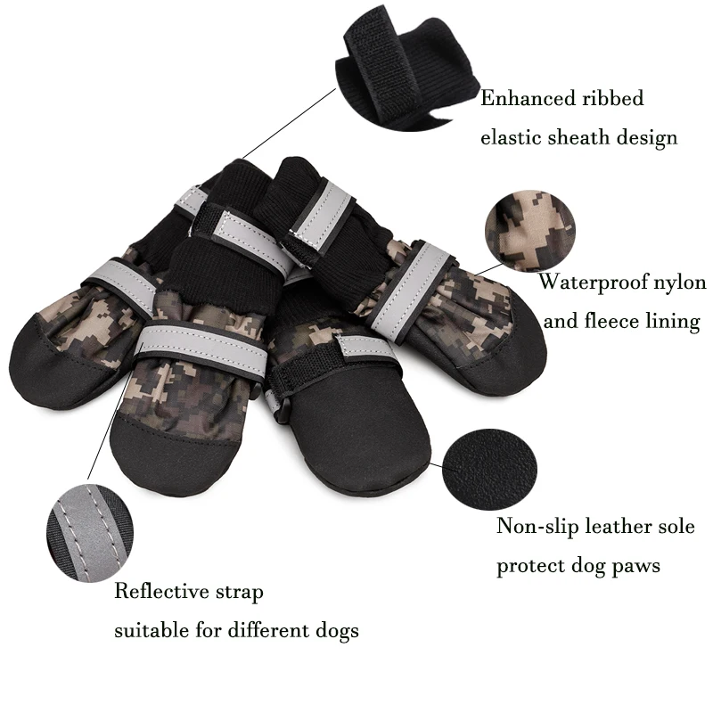 Dog Shoes Padded Dog Boots Paw Protector Anti Slip Sole Winter Dog