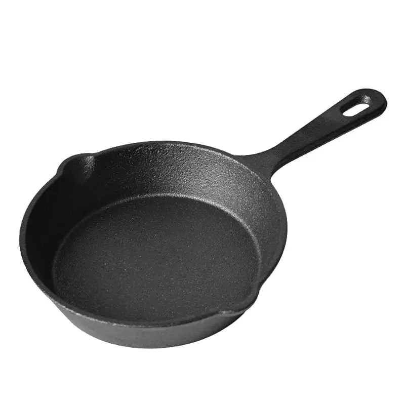 16Cm/6.30In Cooking Pan Non-Stick Iron Coating Frying Pan Portable Long Handle Fried Eggs Making Breakfast Home Kitchen Supply