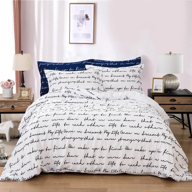 White Color letters Bedding Set Polyester Duvet Quilt Cover Pillowcases Queen Size 3PCS cheap wongs bedding None Duvet Cover Sets 100 Polyester 2 0m (6 6 feet) 2 2m (7 feet) quality 400TC Printed Europe Reactive Printing White Color letters Bedding Set Polyester Duvet Quilt Cover Pillowcases Queen Size 3PCS cheap wongs bedding None Duvet Cover Sets 100 Polyester 2 0m (6 6 feet) 2 2m (7 feet) quality 400TC Printed Europe Reactive Printing