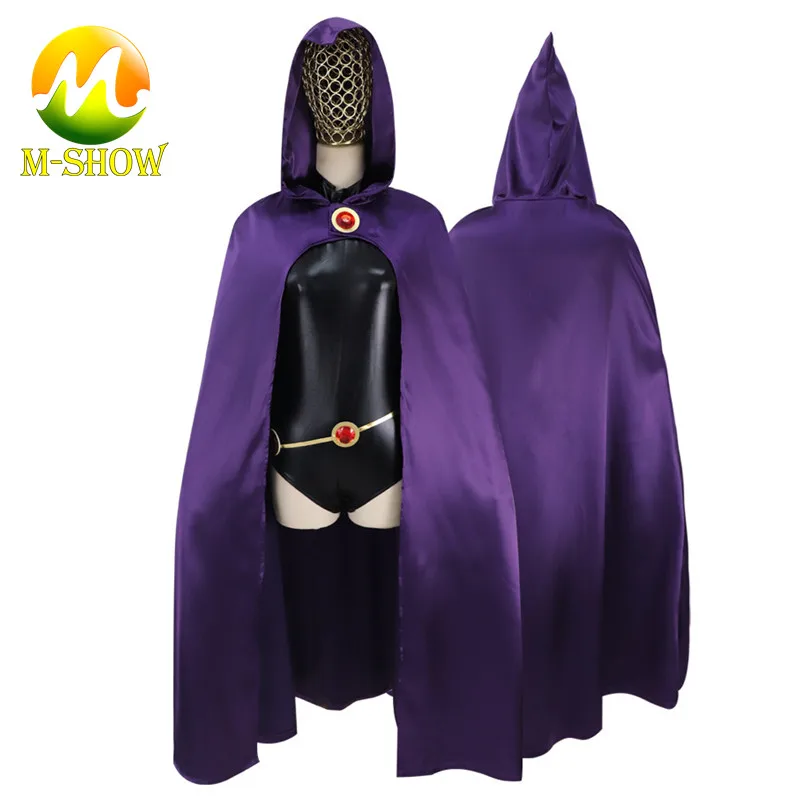 DC Comic Teen Titans Raven Cosplay Costume for Adult Halloween Cosplay Jumpsuit with Cloak Raven Co