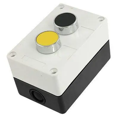 

AC 240V 3A Black Yellow Sign Momentary Push Button Switch Station Box NO N/O