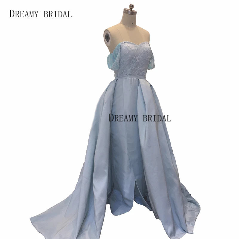 off shoulder detachable train evening dresses