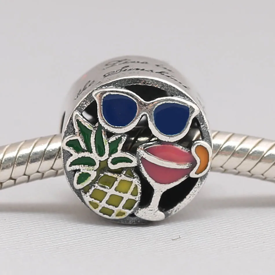 

Authentic S925 Silver Bead DIY Jewelry Summer Fun Charms fit Pandora Bracelet Tropic Fruits Bead Girl Lady Gift Mixed Enamel
