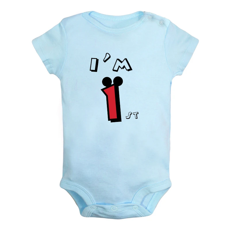 ifBaby2771BL Одежда для новорожденных мальчиков и девочек с надписью «I'm 1 Year», «I Am a Princess Prince» комбинезон с короткими рукавами - Цвет: ifBaby2771BL