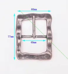 HEAVY STURDY ANTIQUE SILVER PLATED RUGGED SQUARE CENTER BAR RODEO COWBOY WESTERN LEATHER BELT BUCKLE REPLACEMENT FIT 40 MM