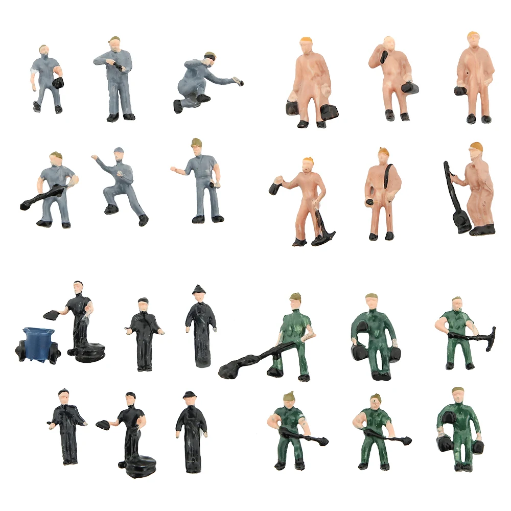 25pcs/lot HO 1:87 Scale Miniature Workers Model DIY Model Making Railway Train Architectural Figures with Ladders for Diorama 4